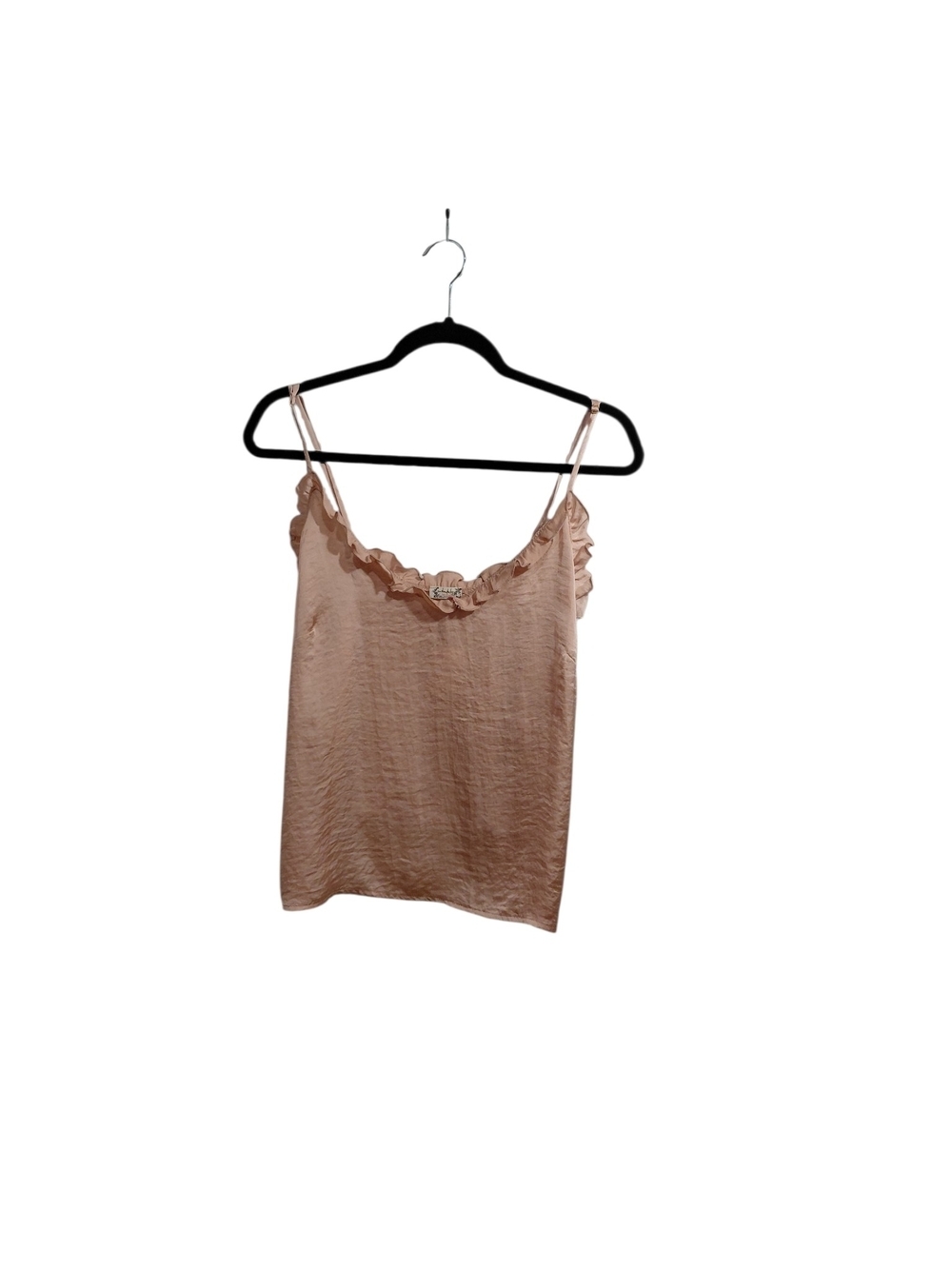 Ruffled Satin Cami in Blush Pink - Women's Slip Tank